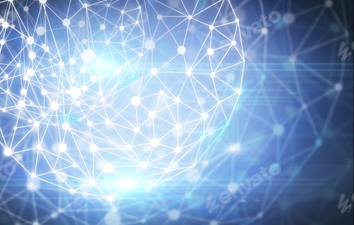 Preview: Connected Blue Sphere. Technology Concept