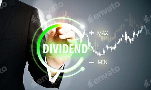 Preview: Close Up Of Businessman Hand Using Digital Button Touchscreen On Blurry Background. Dividend And