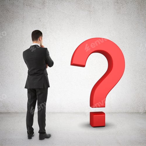 Preview: Businessman Looking At Red Question Mark Symbol
