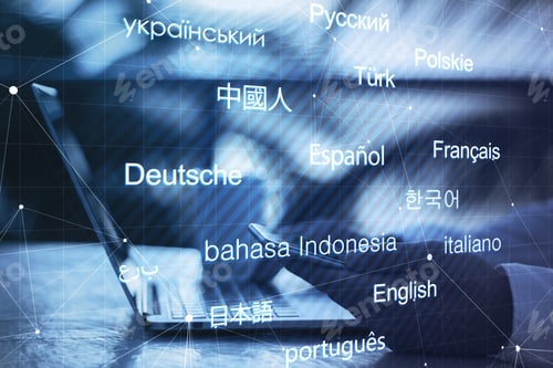 Preview: E-Learning. Side View Of Businessman At Desktop With Coffee Cup Using Mobile Phone And Laptop With