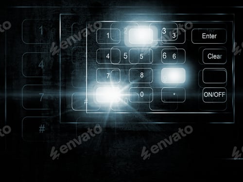 Preview: Abstract Illuminated Digital Keyboard. Password And Security Concept
