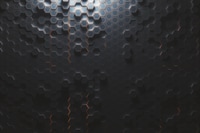 Preview: Futuristic Glowing Amber Hexagonal Or Honeycomb Background. Technology, Future And Innovation