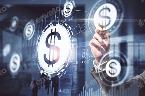 Preview: Financial Charts and Man in Suit Working