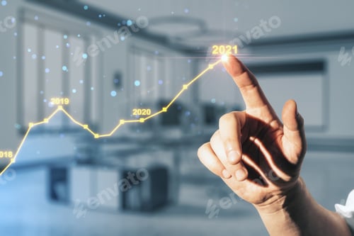 Preview: Business Finance Technology, Statistics And Report Concept. Businessman Hand Drawing Abstract