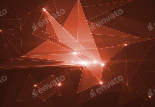 Preview: Abstract Connected Dots On Bright Red Background. Technology Concept