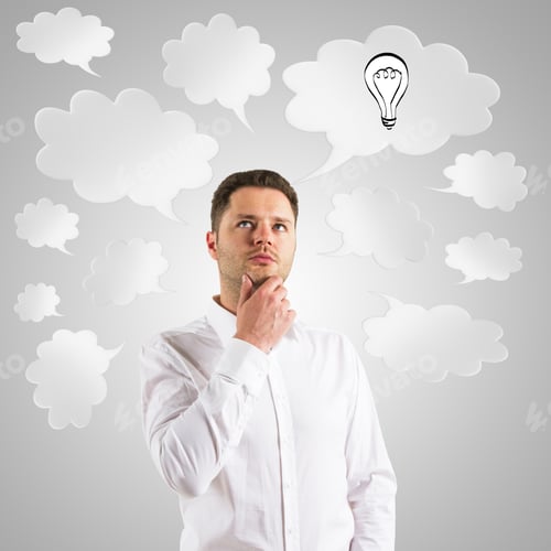 Preview: Businessman Thinking With Speech Bubble Over Head