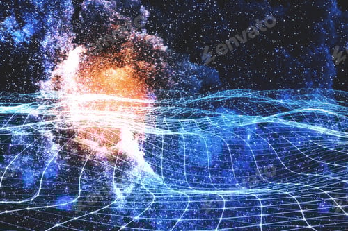 Preview: Abstract Representation of a Nebula with Wired Grid