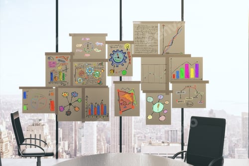 Preview: Meeting Room With Business Charts On Paper On The Window, Concept