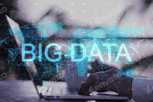 Preview: Hands Using Laptop On Abstract Polygonal Big Data Background. Technology And Network Concept