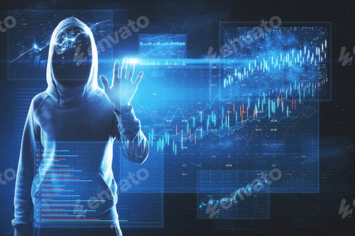 Preview: Hacker Using Abstract Big Data Interface. Technology And Innovation Concept.