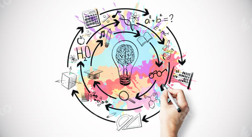 Preview: Colorful Hand Drawn Education Sketch On White Background. Knowledge And Idea Concept