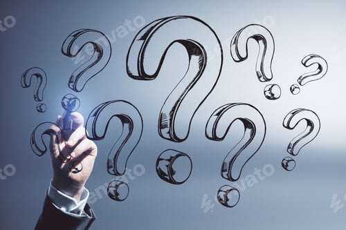 Preview: Hand Drawing Question Marks. Faq And Enquiry Concept. Close Up