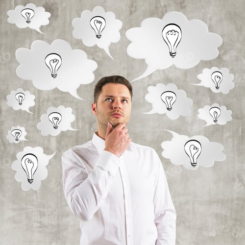 Preview: Young Man Thinking With Speech Bubble Over Head