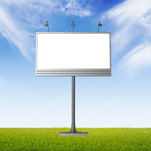 Preview: Billboard With Empty Screen, Against Gray Cloudy Sky