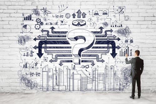 Preview: Success And Management Concept. Young European Businessman With Abstract Business Sketch