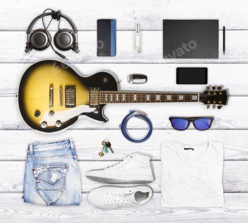 Preview: Fashion Accessories on Wooden Background