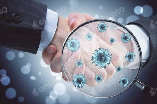 Preview: Germs and Business Handshake through Magnifying Glass