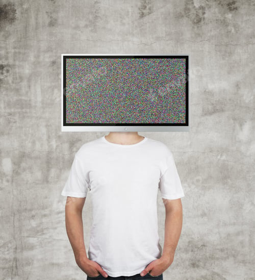 Preview: Boy With Tv Instead Of Head On A Wall Background