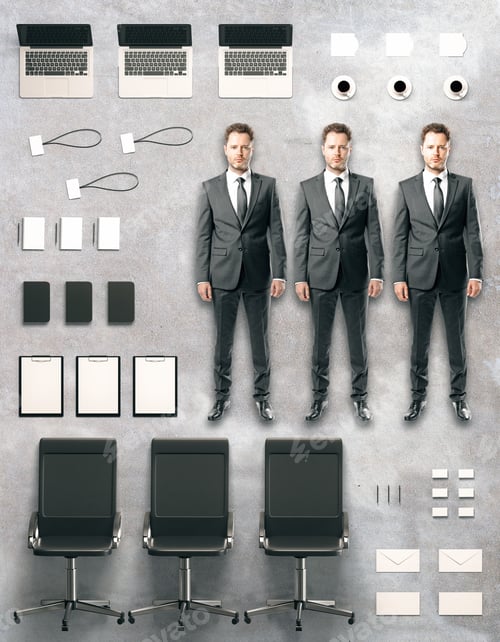Preview: Office Tools Kit Concept At Grey Background