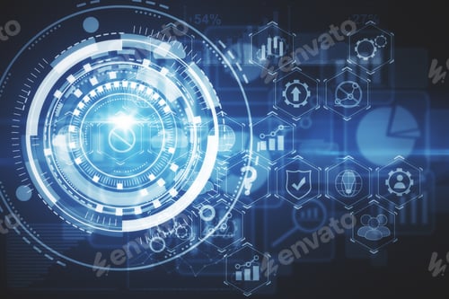 Preview: Abstract Digital Business Chart Backgorund. Hologram Concept. Double Exposure