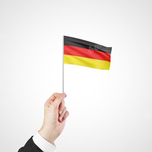 Preview: Hand Holding Flag Of Germany On White Background