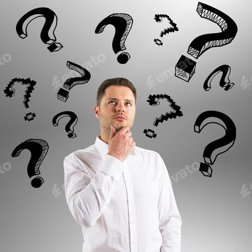 Preview: Businessman With Question Mark On A Gray Background