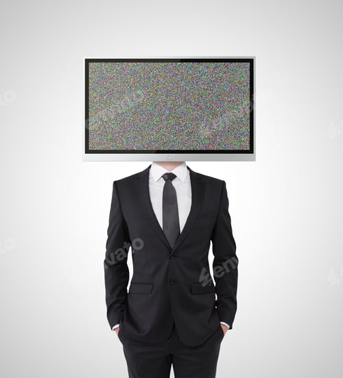 Preview: Businessman With Tv Instead Of Head On Gray Background