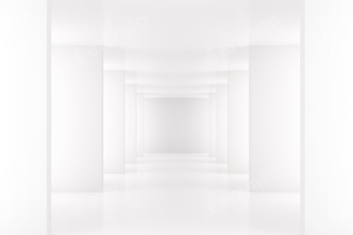 Preview: White Interior With Long Corridor In Modern Space 3D Render