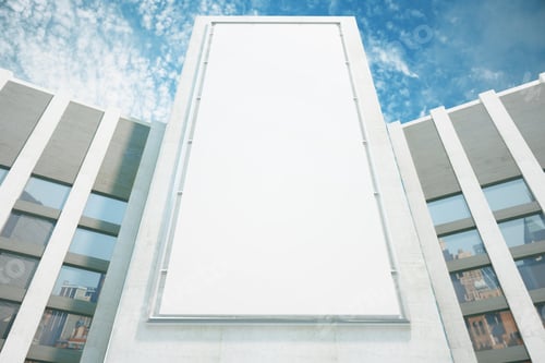 Preview: Large Billboard On The Wall Of A Building On A Sky Background