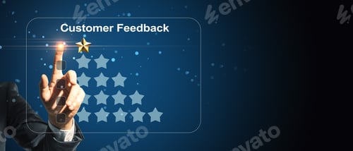 Preview: Creative Bad Customer Feedback On Mockup Background. Ranking Concept