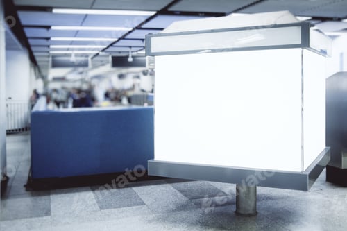 Preview: Empty White Ad Poster In Metro. Urban Commercial And Advertisement Concept. Mock Up