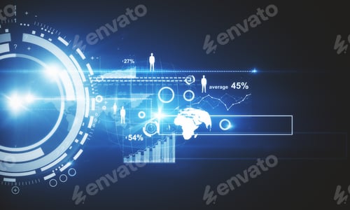 Preview: Round Digital Button With Forex Chart. Fund Management Concept