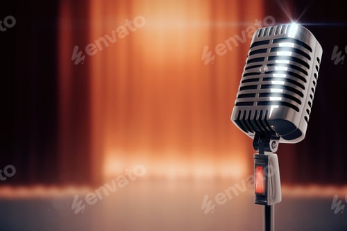 Preview: Vintage Microphone At Stage Background