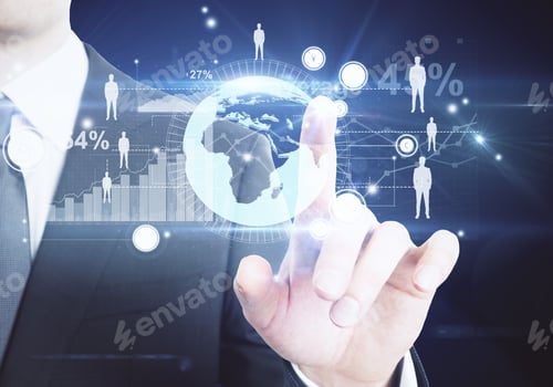 Preview: Manager Managing Abstract Business Panel On Digital Background. Finance Concept