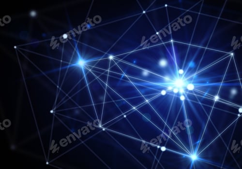 Preview: Abstract Connected Dots On Bright Blue Background. Technology Concept