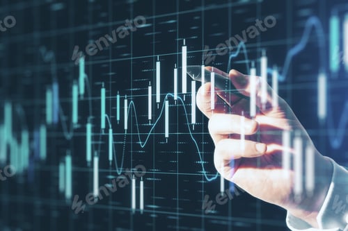 Preview: Trading Concept With Digital Screen With Bright Graphs Going Up At Business Chart Background And