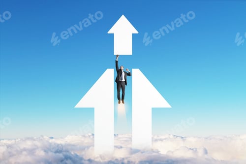 Preview: Business Growth Conceptual: Man Climbing to New Heights