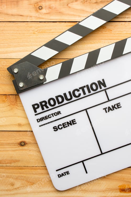Preview: Movie Slate Film On Wooden Table