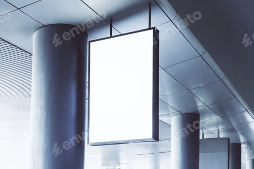 Preview: Empty White Metro Station Poster. Advertisement Concept. Mock Up