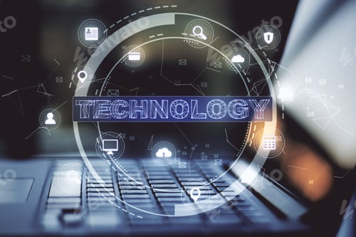 Preview: Laptop With Computing Diagram. Global Business And Information Communication Technology Concept