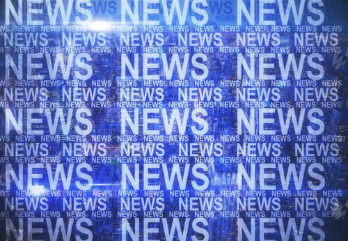 Preview: Modern News Pattern On City Background