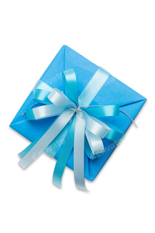 Preview: Blue Gift Box Isolated On White
