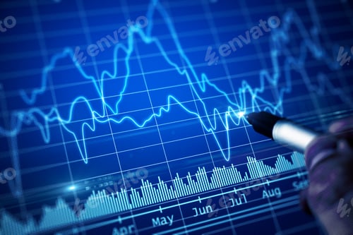 Preview: Hand With Pen Drawing Financial Chart. Trading And Investing Concept