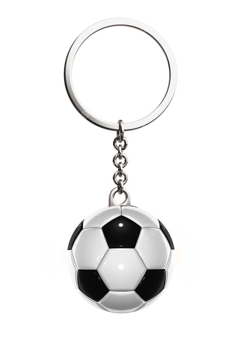 Preview: 3D Rendered Keychain With Soccer Ball On White Background