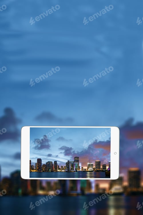 Preview: Night City On Cellphone Screen. Creative Image