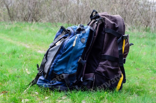 Preview: Two Touristic Backpacks On The Green Grass