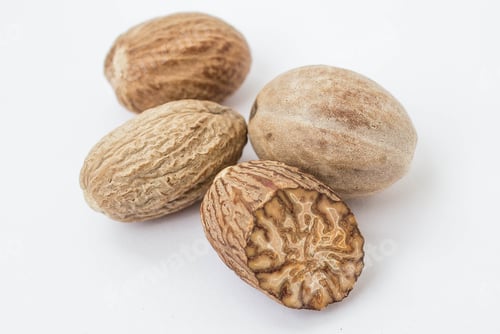 Preview: The Dried Nutmeg On A White Background
