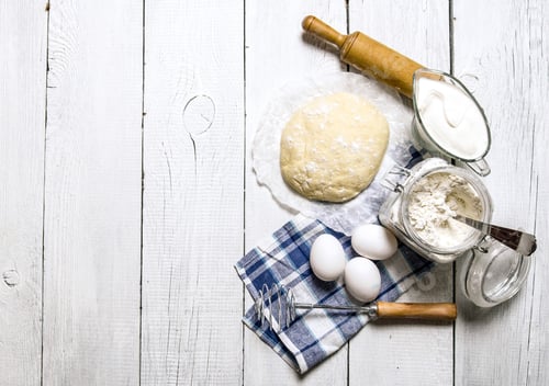 Preview: Preparation Of The Dough. Ingredients For The Dough - Flour, Eggs, Sour Cream With A Rolling Pin