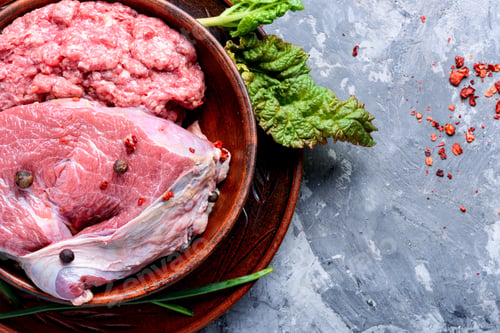 Preview: Fresh Raw Meat And Minced Beef.Fresh Cut Of Beef Meat