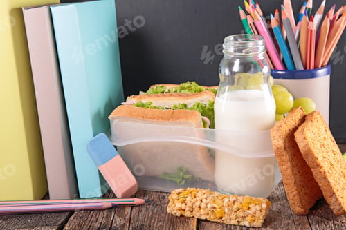 Preview: Sandwich,Milk And Book